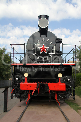 Old soviet black locomotive