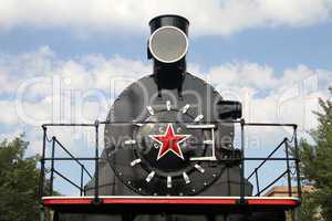 Old soviet black locomotive