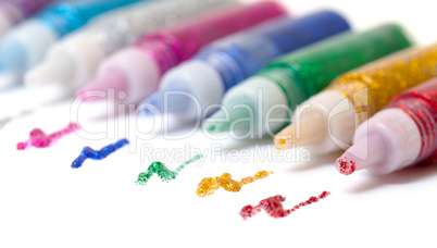 Set Colorful sparkle glue pens