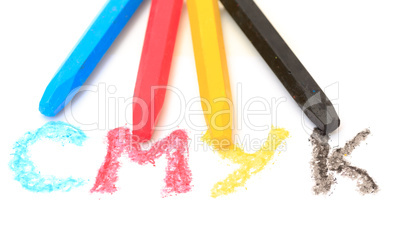 Sign of the CMYK from pastel crayons
