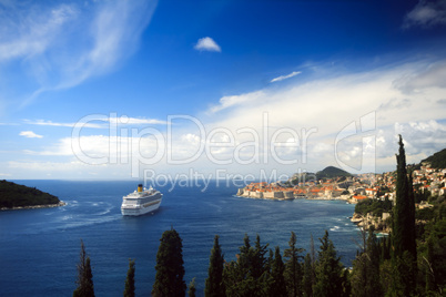 Cruise ship in front of Dubrovnik