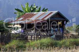 House in village, North Laos