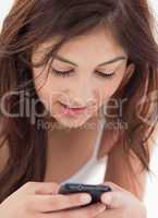 Close up, Woman using her smartphone