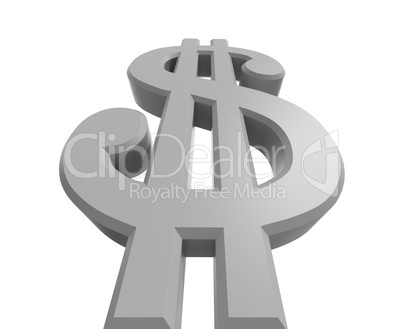 Low view of a rendered dollar sign
