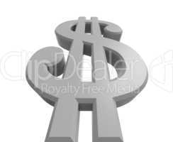 Low view of a rendered dollar sign