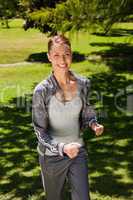 Woman smiling while jogging