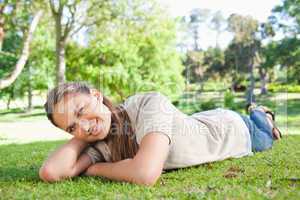 Woman relaxing on the grass