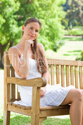 Woman on a bench in the park