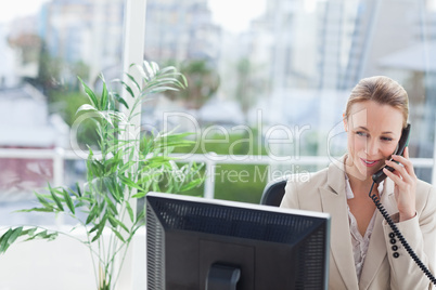 Businesswoman working on a computer