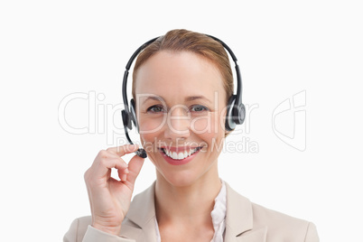 Portrait of a business woman wearing a headset