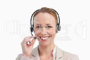 Portrait of a business woman wearing a headset