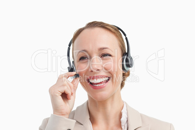 Businesswoman talking with a headset