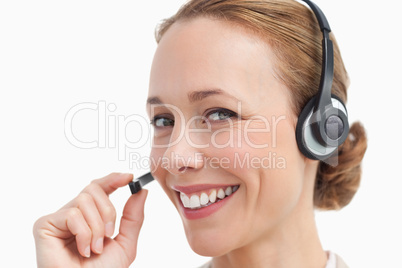 Portrait of a businesswoman talking with a headset