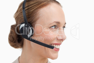 Profile of a businesswoman with a headset