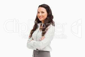 Portrait of a brunette businesswoman smiling