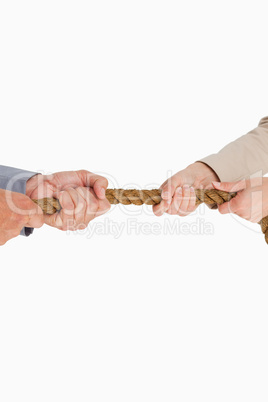 Business people pulling the rope