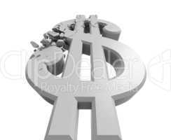 Rendered image of Dollar sign crumbling