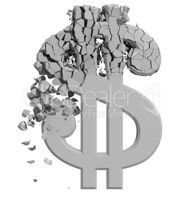 Rendered image of Dollar sign crumbling