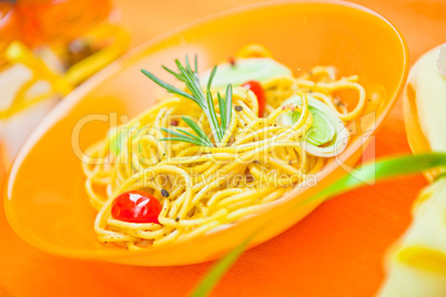 plate of pasta on the table