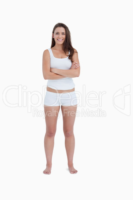 Smiling woman crossing her arms