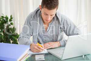 Student doing his homework