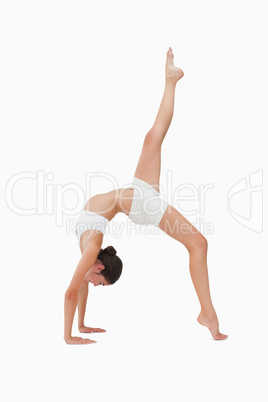 Woman in gymnastic position