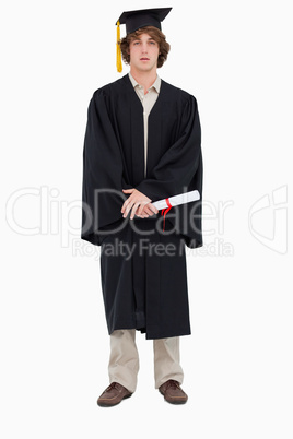 Student in graduate robe