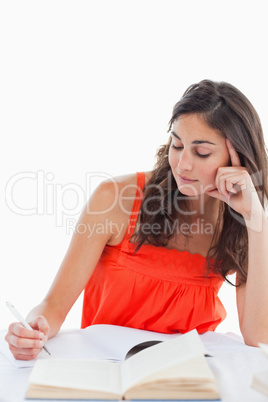 Female student doing her homework