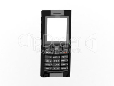 3d render of mobile phone with blank screen