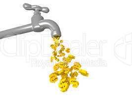 illustration of the golden coins falling from tap