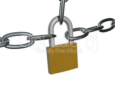 Chains with lock isolated on white background. Security concept.