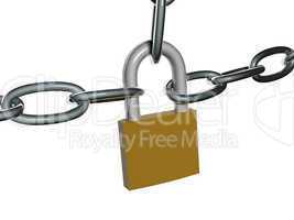 Chains with lock isolated on white background. Security concept.