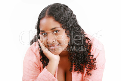 Portrait of teenage girl, isolated on white