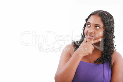 Portrait of teenage girl smiling and looking away