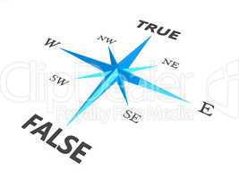 true versus false dilemma concept compass  isolated on white bac