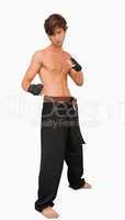 Martial arts fighter standing in fighting pose