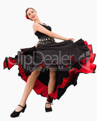Dancing woman about to spin
