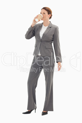 Businesswoman drinking coffee