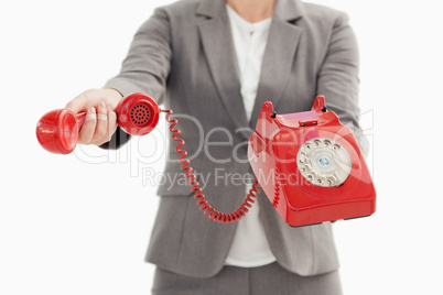 Business person holding a phone