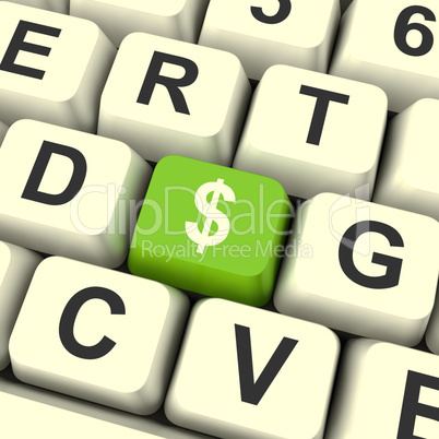 Dollar Symbol Computer Key Showing Money Or Investment