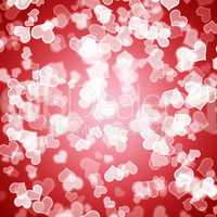 Red Hearts Bokeh Background Showing Love Romance And Valentines