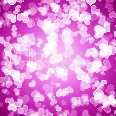 Mauve Hearts Bokeh Background Showing Love Romance And Valentine
