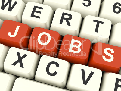 Jobs Computer Keys Showing Work And Careers