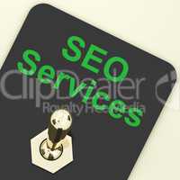 Seo Services Switch Representing Internet Optimization And Promo