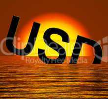 Usd Sinking And Sunset Showing Depression Recession And Economic