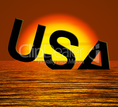 Usa Word Sinking As Symbol for American Problems
