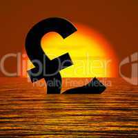 Pound symbol Sinking And Sunset Showing Depression Recession And
