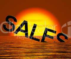 Sales Word Sinking Showing Reduced Income And Profit