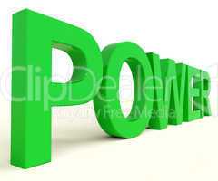 Power Text In Green As Symbol For Energy And Industry