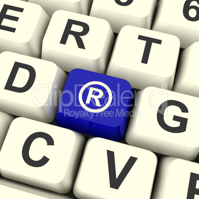 Registered Computer Blue Key Showing Patent Or Trademark